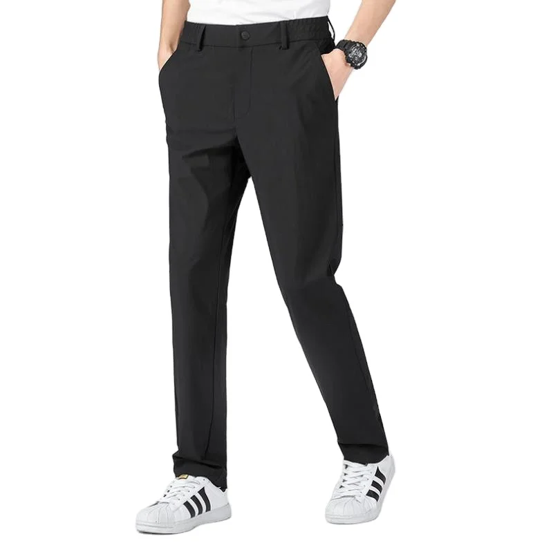 

Wholesale custom new men's summer 100% nylon ice silk stretch business casual pants slim straight simple trousers