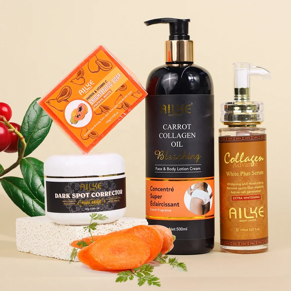 

Alike Organic Carrot Papaya Extract Whitening Niacinamide Customized Logo Set Anti-Aging Moisturizing Facial Skin Care