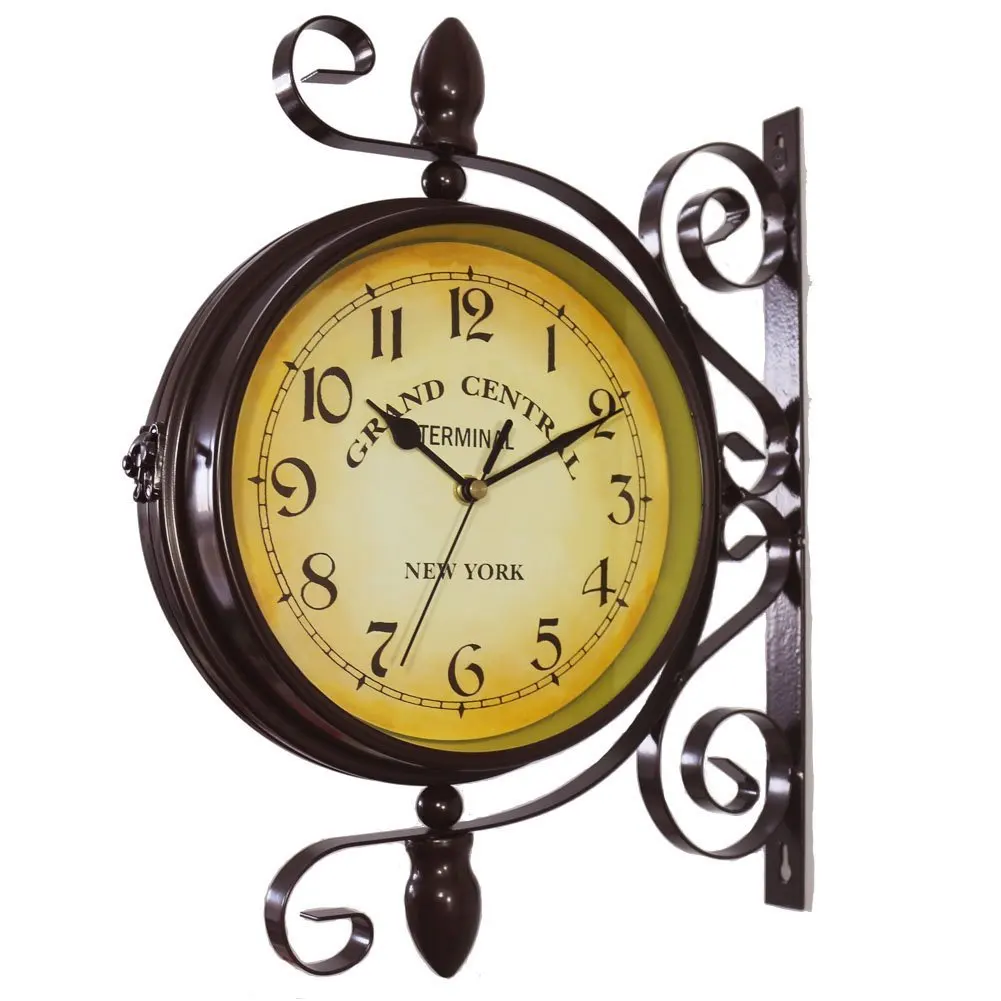

Amazon Hot Retro Wall Clock Bar Cafe Decorative Clock Classical European Style Hanging Double Sided Hanging Clock, Black