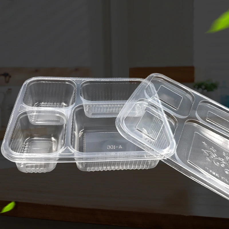 

Microwave safe disposable new 4 compartment lunch meal prep takeaway container tray pp plastic bento box, Clear