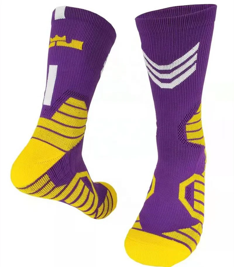 

In stock wholesale custom your logo top quality training long tube men basketball socks, Multi color