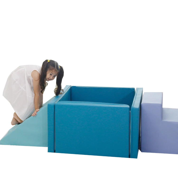 

Children Care Center Indoor Toddler Soft Play Equipment, Cheap Ball Pool Soft Play Blocks, Green and yellow