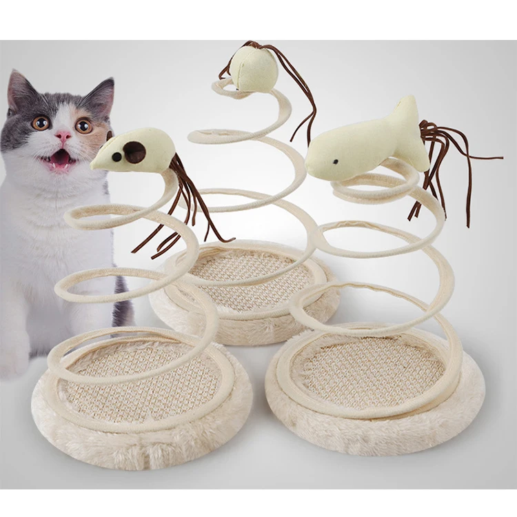

High Quality Spiral Spring Fabric Cat Toy, As pictures