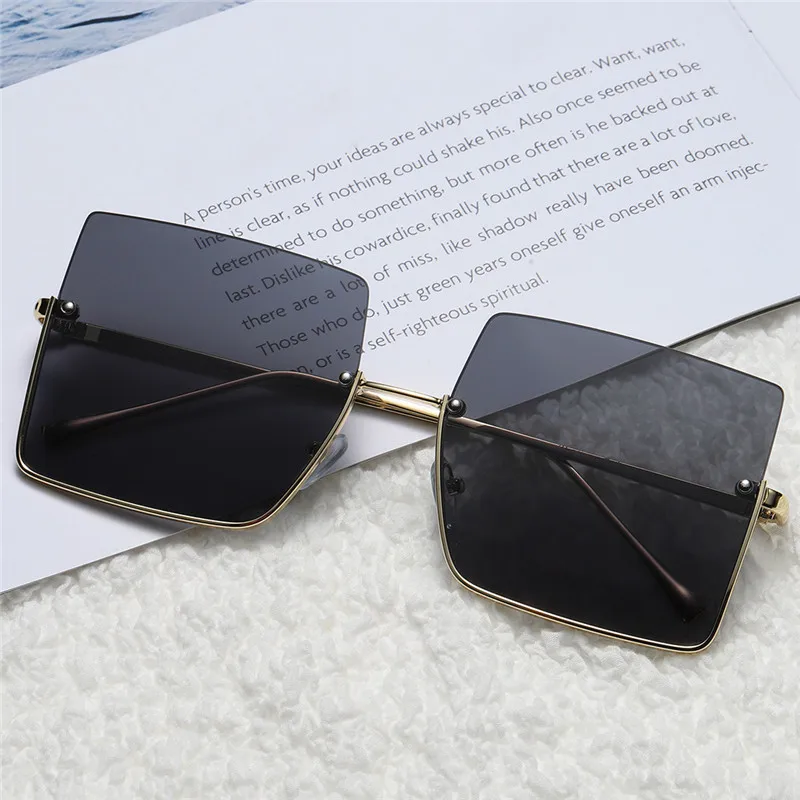 

2021 New Square half-frame trimming sunglasses metal Channel style Net red multi-color sunglasses