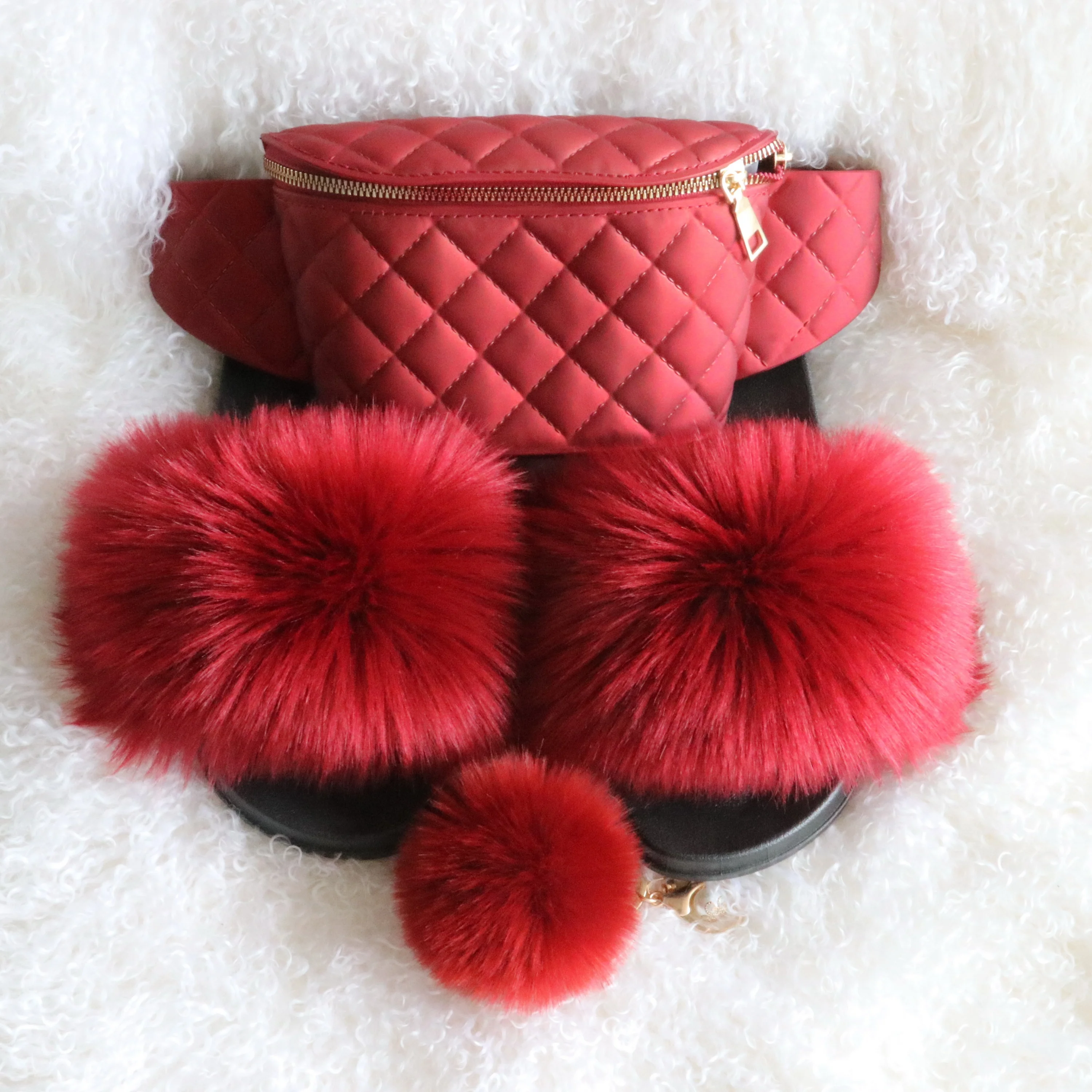 

wholesale vendor fur slippers custom crossbody women fanny pack purses