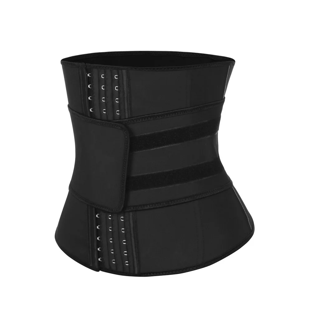 

7 Steel Bone Latex Belt Slimming Waist Body Shaper Tummy Compression Waist Trainer, Black,rosered