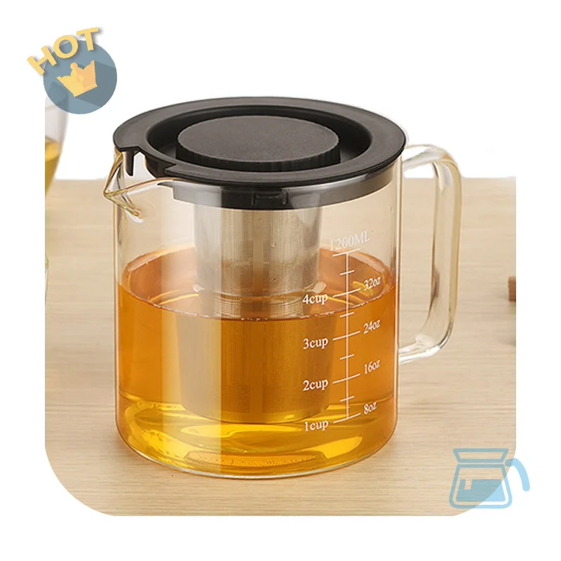 

Wholesale High Quality 1200ml Borosilicate Glass Pot Infuser Teapot Glass Pots For Cooking