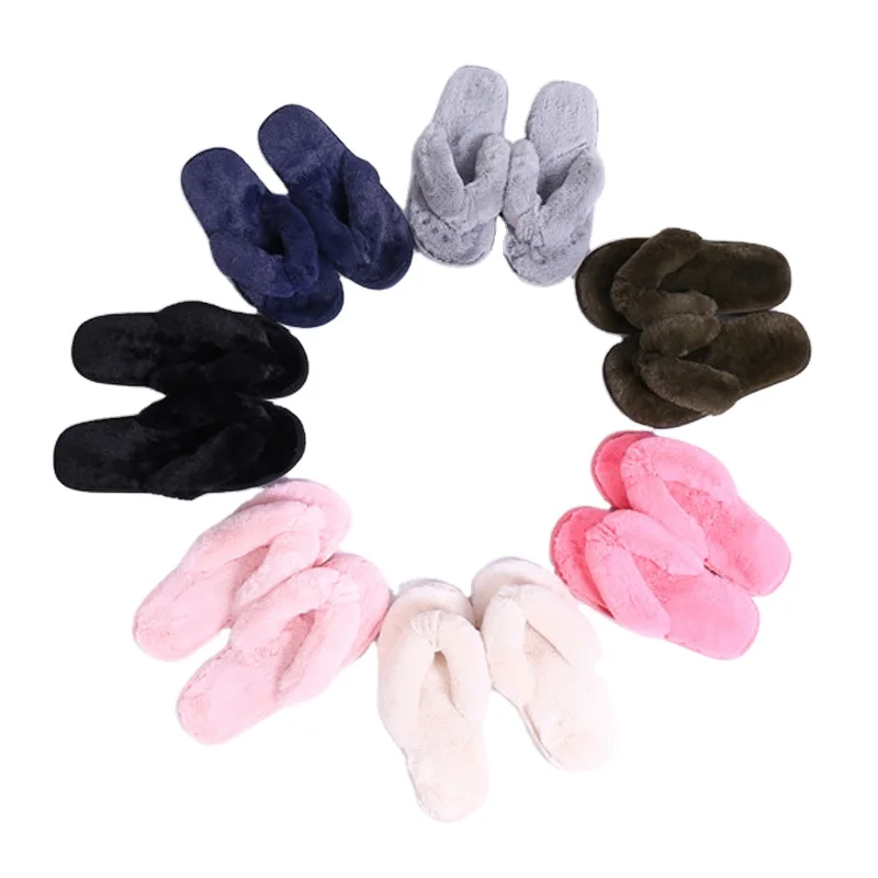 

Warm winter fluffy women's fashion fur slippers wholesale thermal slippers for ladies, Picture