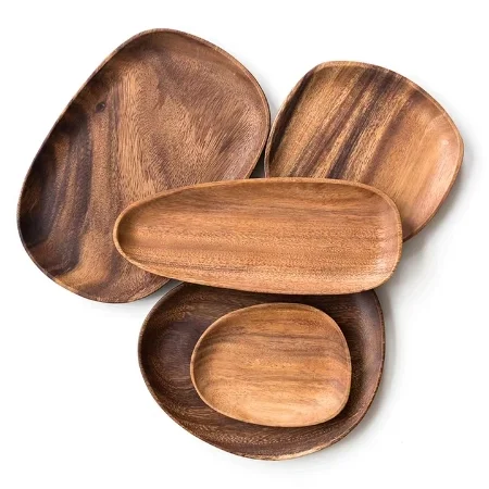 

Diyue DIYD201247 Ins Serving Dishes Wooden Art Plate Appetizer Platter Acacia Wood Plate Sets Eco Irregular Dinner Snack Trays