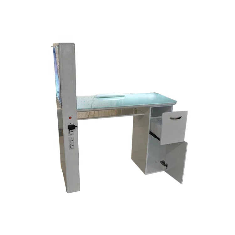 
Fashion styling nail salon supplies and equipment bar vintage double manicure table with optional glass top fan UV light 