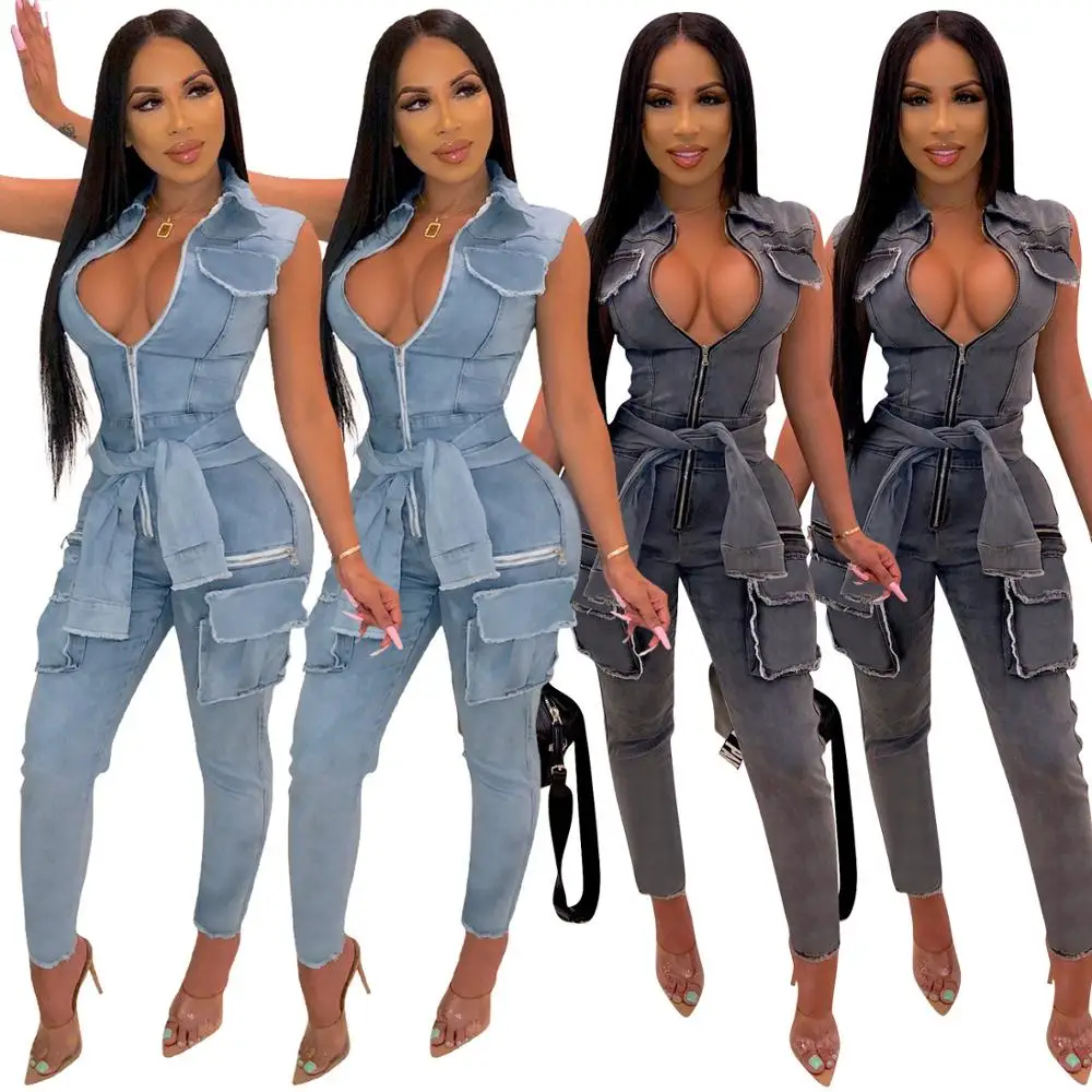 

latest sexy one piece denim fashion button dungaree washed jumpsuit women, As picture or customized make