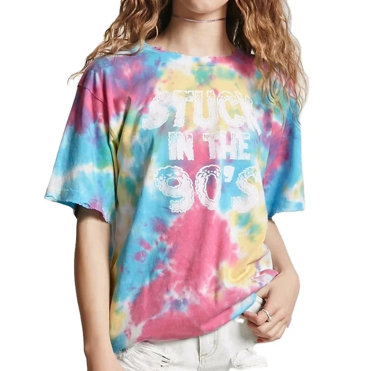 

Summer latest design Women's Tie Dye Print T Shirt with your own logo, Customized color