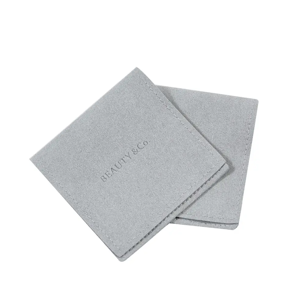 

Custom Logo Gray Suede Microfiber Jewelry Gift Packaging Pouch With TUV, Pink/gray/black/beige etc.