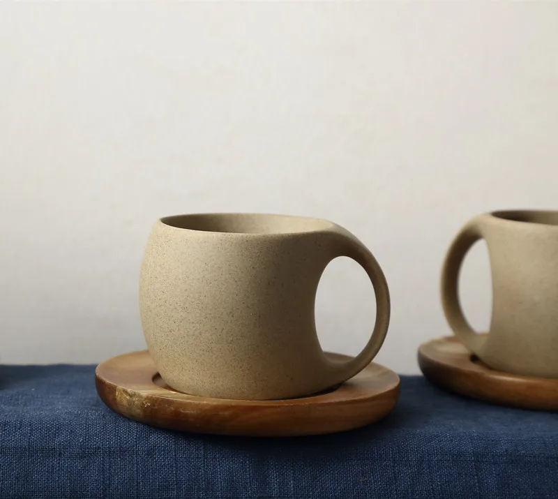 

Wholesale Good Price Simple 380ml Capacity Ceramic Tea Cup And Coffee Cups Crockery Cup Unique Handmade With Saucer