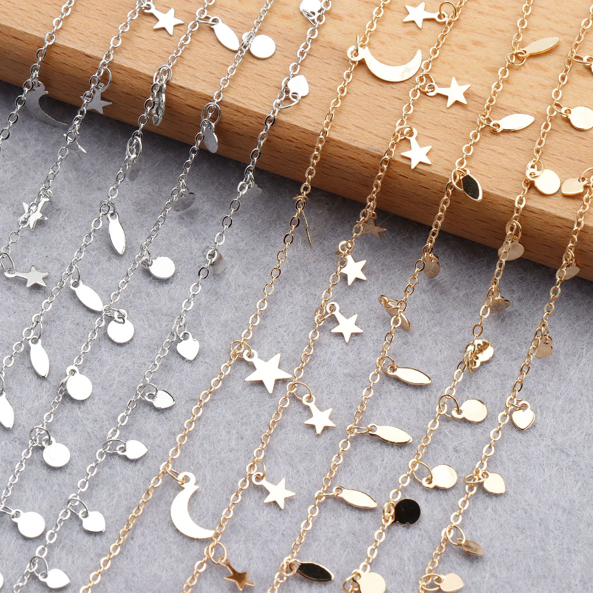 

Fashion tassel chain 18K gold plated diy bracelet necklace for women jewelry making accessories,C181,10m/lot, Gold, silver