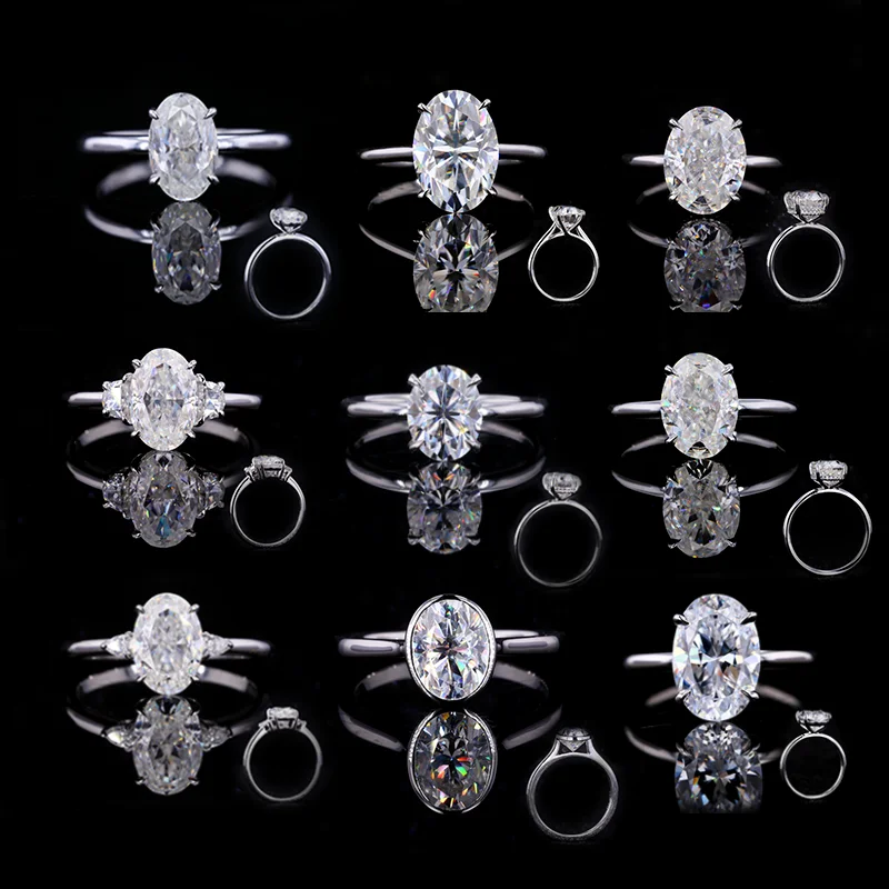 

Starsgem 925 Sterling 7*10mm Oval Silver Moissanite Ring