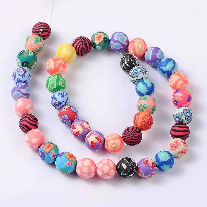 

Pandahall 10mm Colorful Handmade Polymer Clay Round Beads 10 Strands  40pcs/strand, 16" CN;GUA