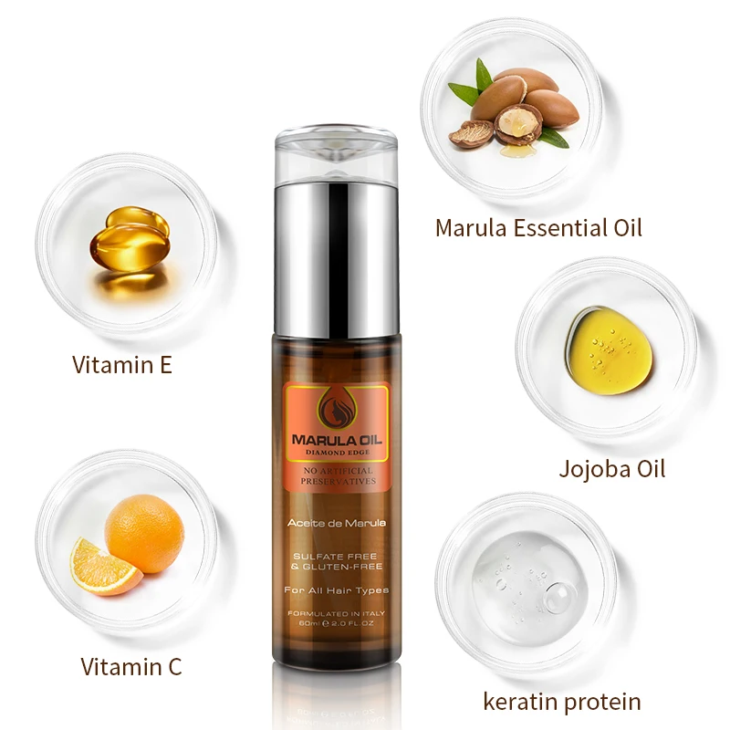 

Marula Oil Home Use 100% Pure Marula Oil Treatment Fix split ends Heat Protection Hair Care Treatment For All Hair Types 60ml