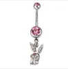 New Shinny Sexy Cubic Zirconia Piercing Bar Full Crystal Rabbit Bunny Belly Ring Body Piercing Jewelry
