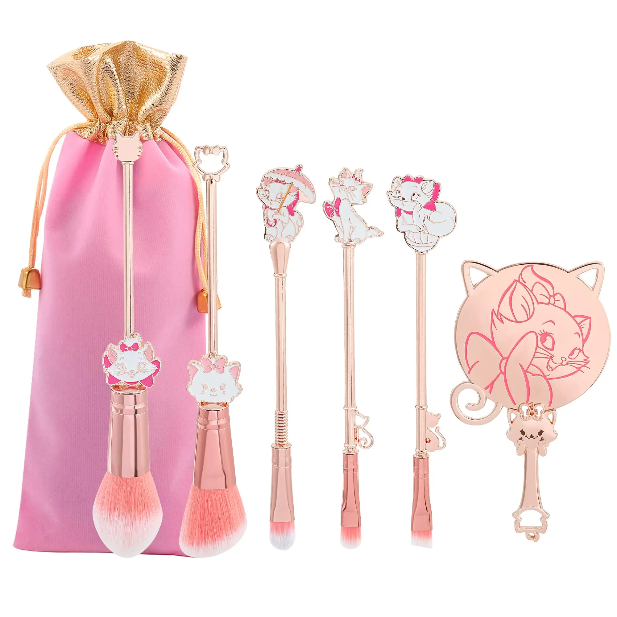 

Professional Cosmetic Tool Kit With Pink Drawstring Bag Marie Cartoon Cat Makeup Brushes Designed Soft Pink Makeup Brushes Set