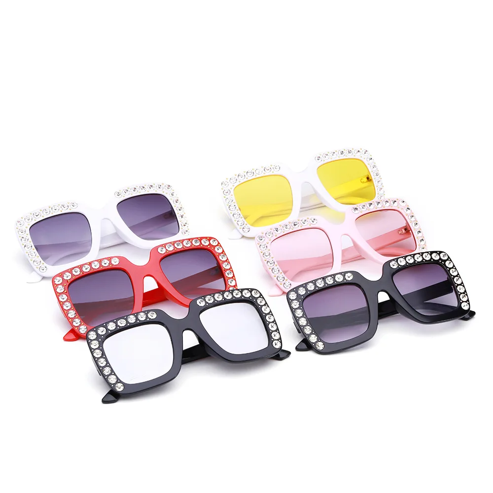 

2020 Kids Girls Boys Toddler Sun Glasses Cute Rhinestone Crystal Rectangle Sunglasses Children Diamond Eyeglasses, Picture colors
