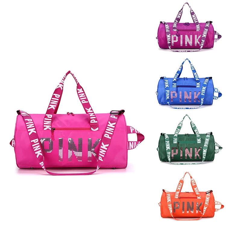 

2022 Classical Latest Large Capacity Fashion Texture Foldable Nylon Pink Duffel Bag Pink Duffel Bag Duffle Bags for Women Travel, Picture