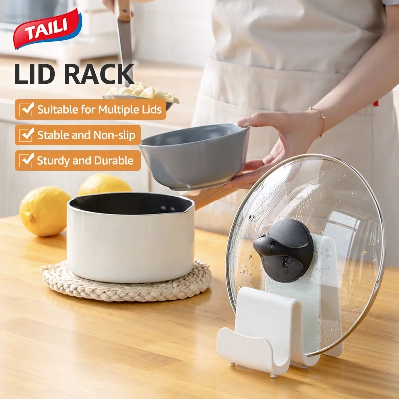

Wall Hanging Pot Cover rack Cutting Board Shelf Kitchen Counter Storage Rack, White