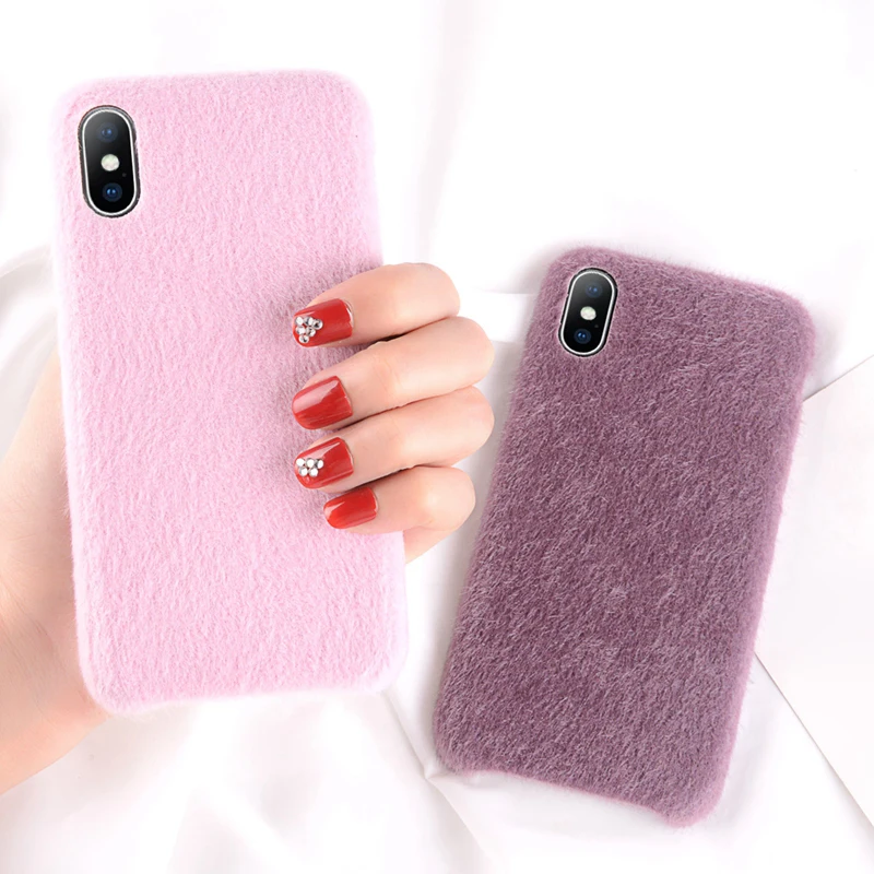 

HOCAYU New Designed Fashion Lovely Pc Cell Phone Case For Iphone x xs max xr Case Furry Women Girl