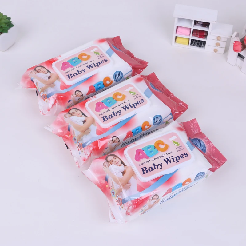 Oem Custom Logo Factory Water Baby Wet Wipes Wholesale 80pcs 100pcs 120pcs Non Woven Fabric Abc