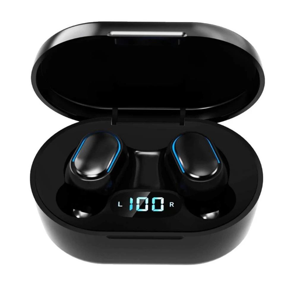 

2021 New Arrival E7S Handsfree HD Stereo Mini In-Ear Wireless Earphone BT 5.0 Headphone TWS Earbuds LED Power Display, Black/white