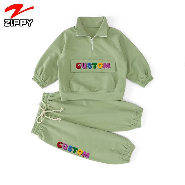 

Kids tracksuit branded Wholesale kids clothing sweat suits matching baby boys tracksuit set, Custom color