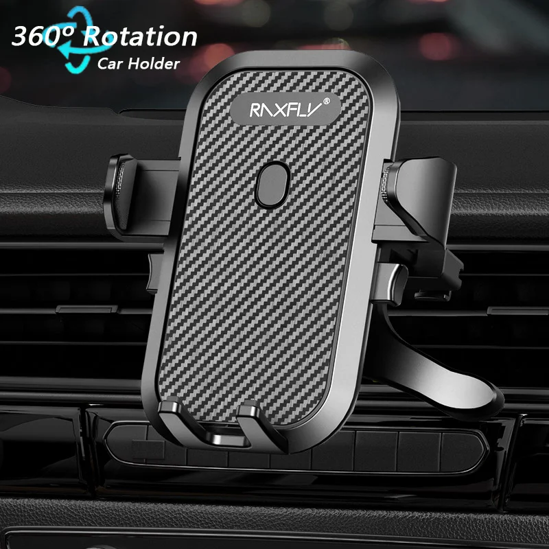 

Free Shipping 1 Sample OK RAXFLY Stable Air Vent Mount Mobile Phone Holder 360 Rotation Car Mount Mobile Phone Holders, Black