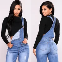 

latest lady fashion suspender jeans casual slim women jeans jumpsuit