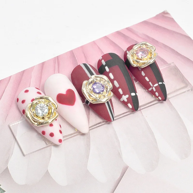 

Paso Sico Japanese Manicure Ornament Colorful Zircon Diamond Flower Lovely Smile Face Nail Art Charms with Rose Designs