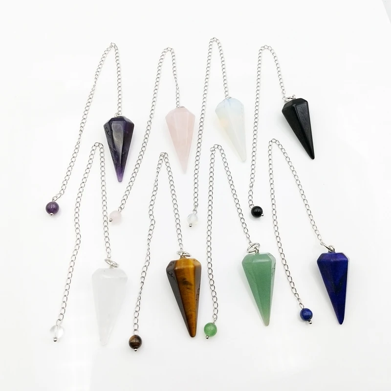 

Wholesale Natural Pendant Buyer Gemstone Price Lapis Lazuli Crystal Chakra Quartz Clear Pendulum Reiki Point Charms Jewellery, Multi natural pendant