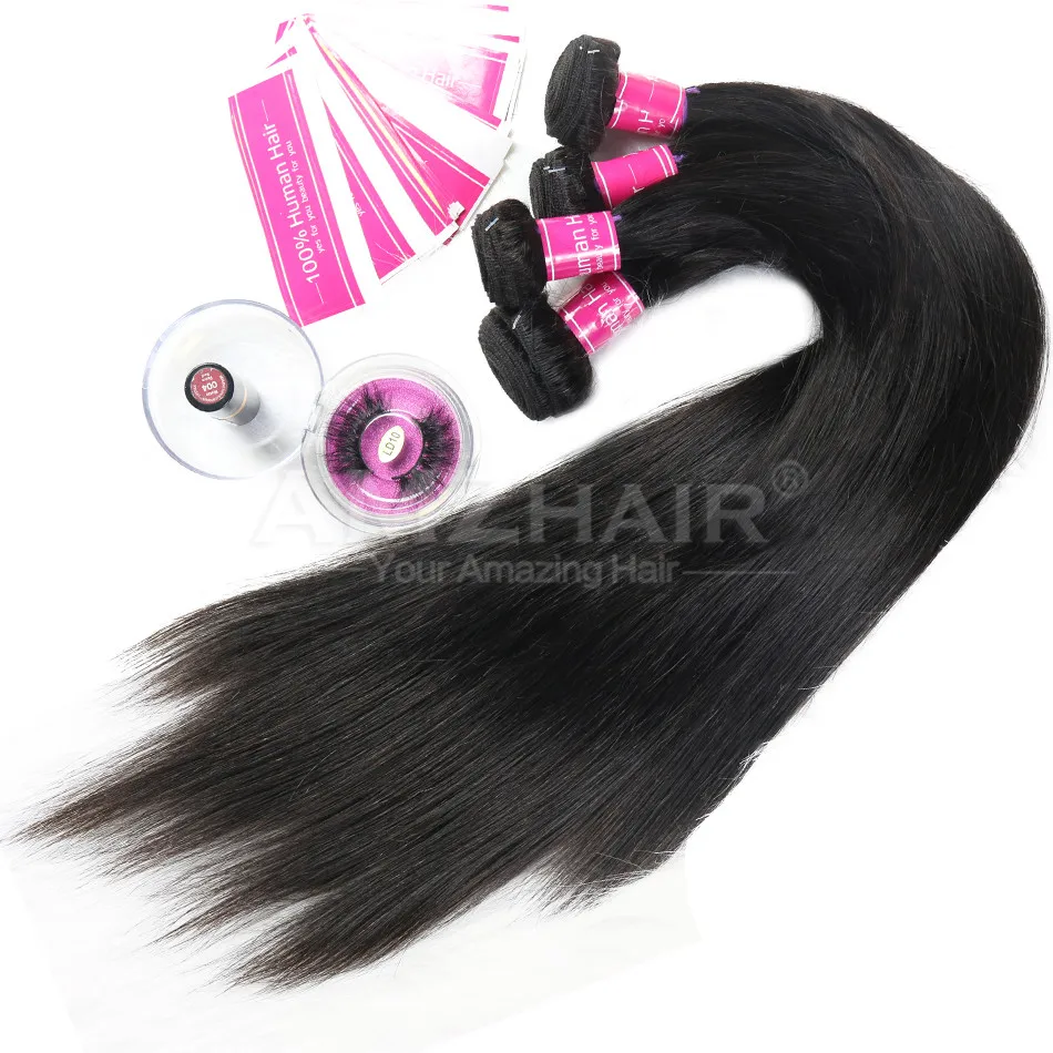 

100% Real Indian Human Hair Double Weft Bundle Vendor Cheap Wholesale Amzhair Natural Straight Hair Extension Ship From China