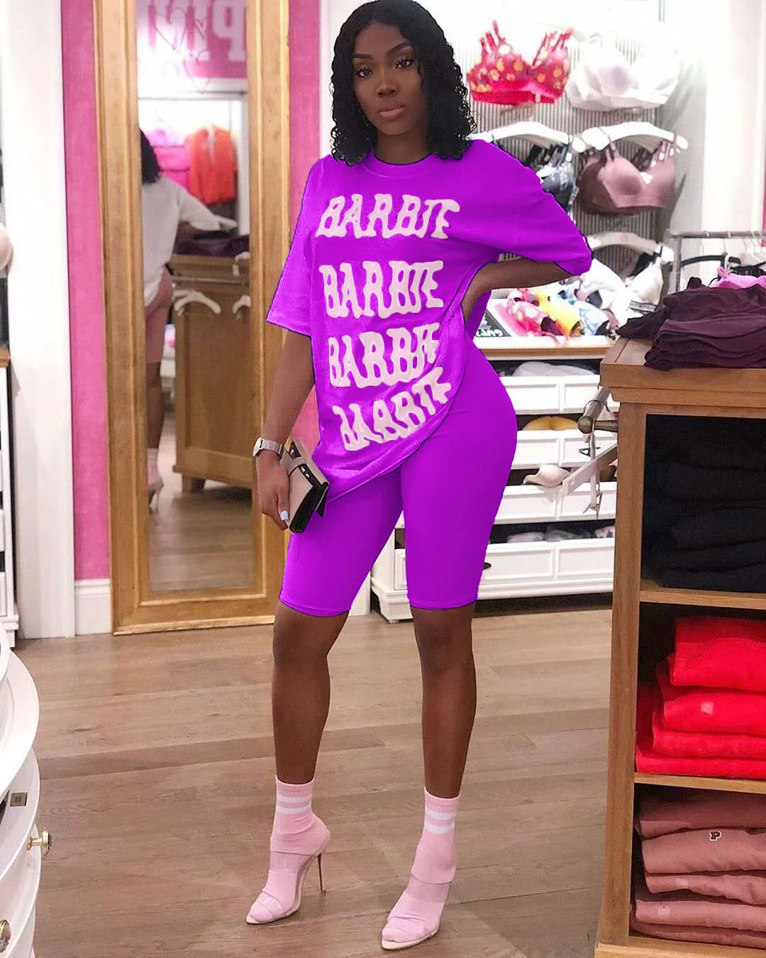 

Womens Two Piece Sets Short Sleeve Top with Shorts Pants Set Summer New Arrival Woman Clothing Sets Two Piece Sportswear, Picture