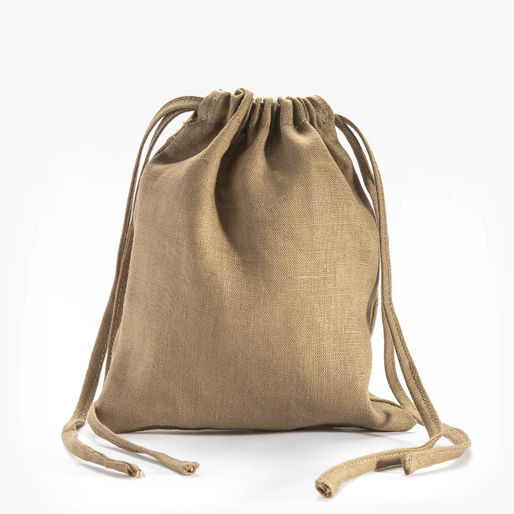 

Ready To Ship Custom Linen Brown Small Gift Bags