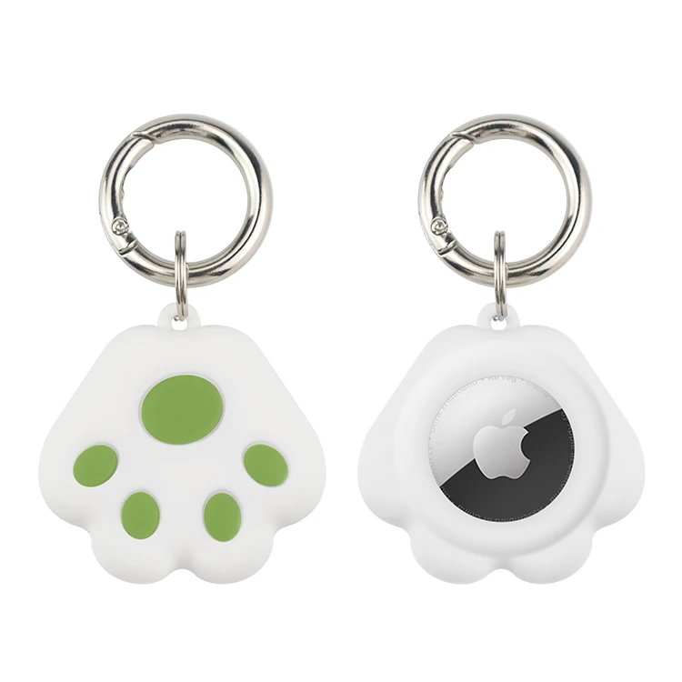 

Slimoro Anti Lost Waterproof Soft Paw Shape Silicone Case Locator Protective Cover For Airtag Apple With Metal Keychain, Multi color