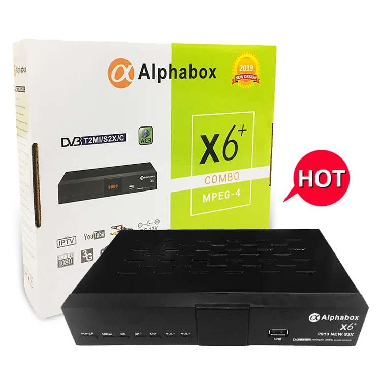 

Alphabox x6+ Factory price DVB-S2 T2 Combo Auto roll combo decoder High Definition receiver
