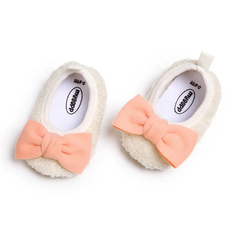 

Winter Spring New Fleece Warm Soft Bottom Cotton Baby Shoes Small Casual Toddler Shoes With Bow for Little Girls, As picture