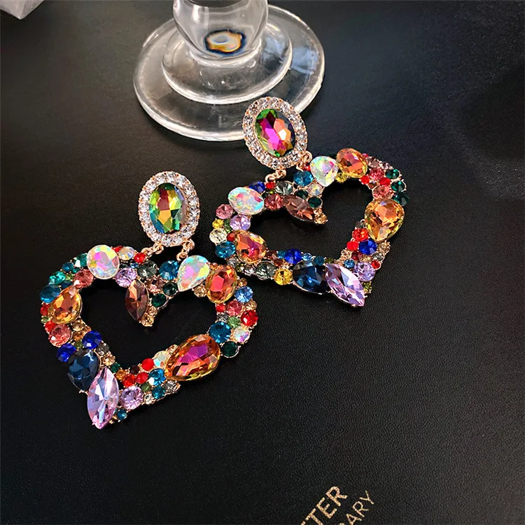 

925 silver needle full drill zircon peach Earrings European and American fashion exaggeration wholesale atmosphere Earrings Fren, Picture shows