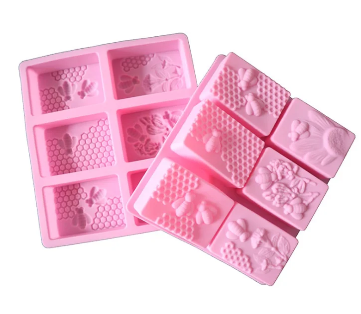 

DIY Silicone Cake Mold Silicone Soap Handmade 3D Soap Mold Rectangular Reusable Soap Mold, Pink