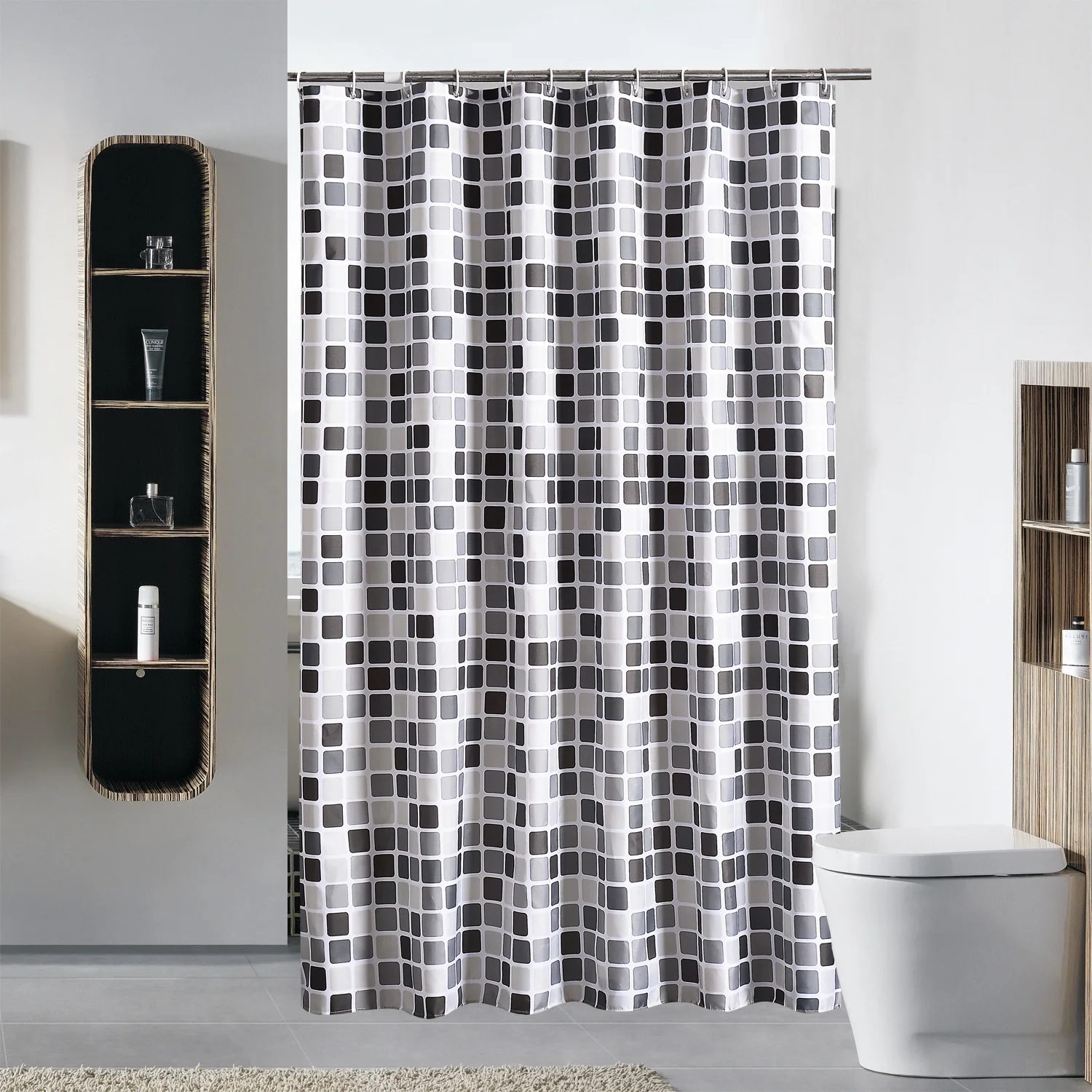 

Simple Lattice Style Mosaic Shape Shower Curtain Thick Waterproof Polyester Bathroom Curtain, Picture