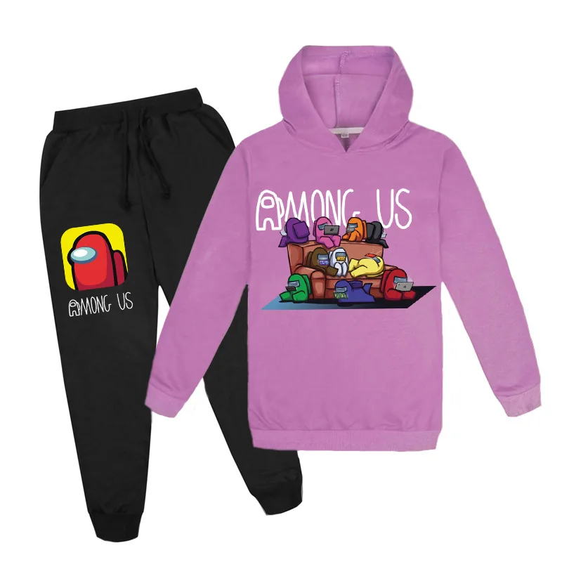 

RTS Hot Sale Among us Summer fashion casual wear kids Girls and boys sweater hoodie Leisure pants suit set, As picture