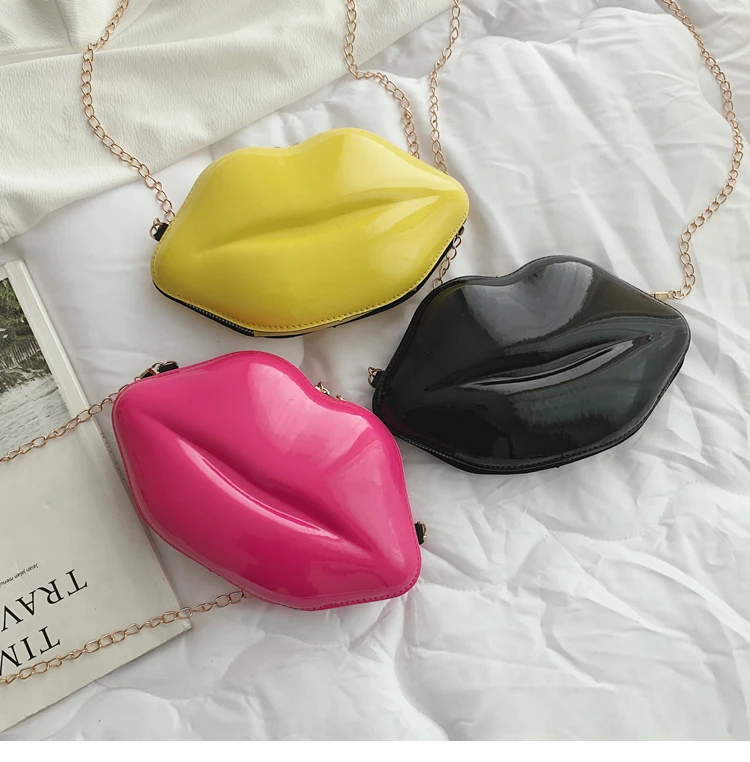 

High quality and low price Solid Color lips crossbody mini shoulder bag clutch bag women Crossbody Bag Purses 2021