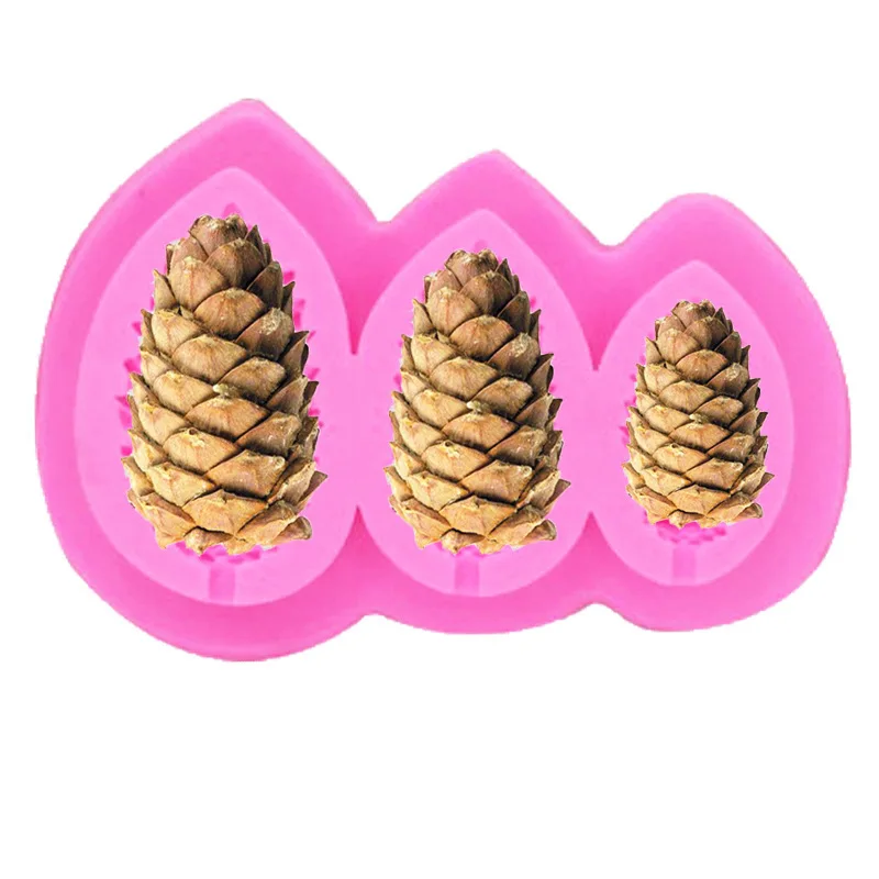 

DIY Baking Utensils New 3-hole Pine Cone Shape Fondant Chocolate Cream Mousse Cake Mold Silicone Mold Baking Pastry Accessories