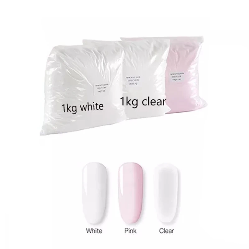 

1kg White Transparent Nail Acrylic Powder Pink White Clear Carving Crystal Acrylic Polymer Powder 3D Nail Art Design Decoration