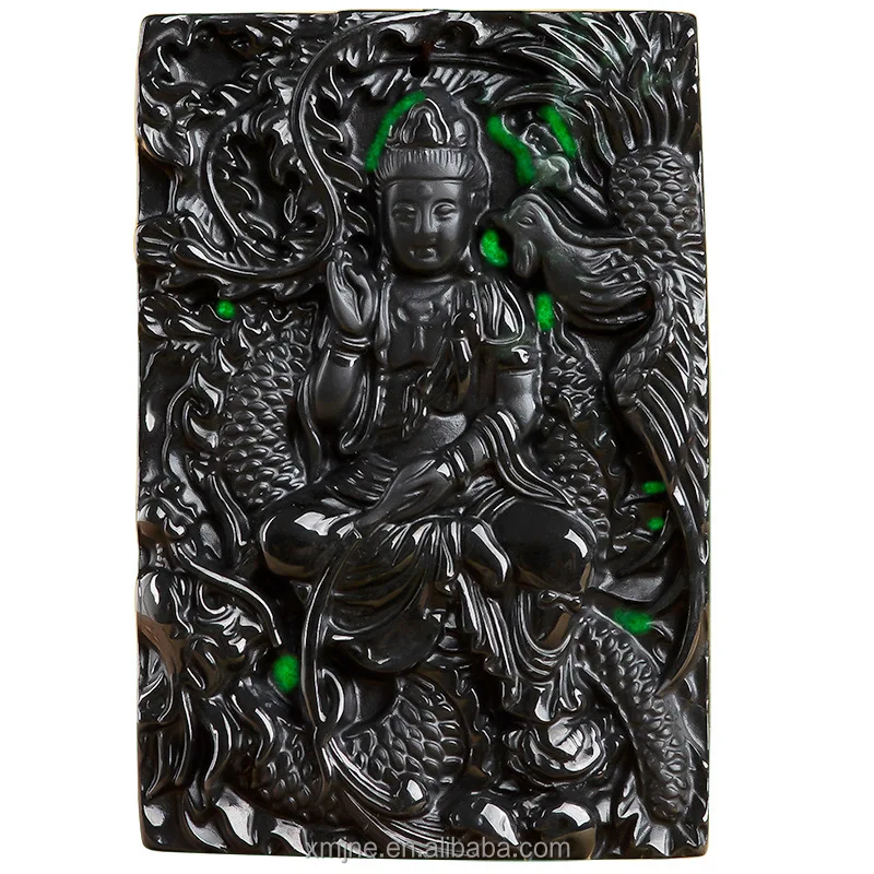 

Natural Ink Green A Goods Jadeite Dragon And Phoenix Guanyin Jade Pendant Ice Pendant Men'S And Women'S Jade Pendant Wholesale