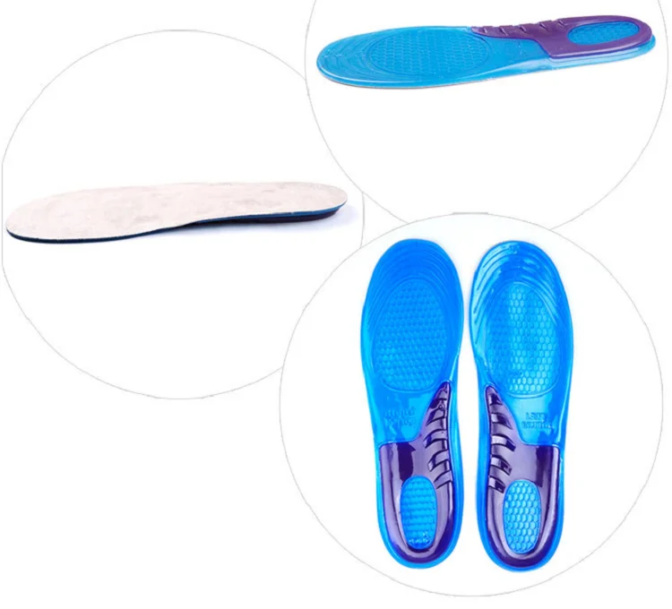 

Hot Selling Non-slip Silicone Gel Insoles Daily Life Sports Foot Massage Gel Insoles, Blue and black